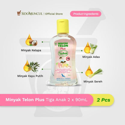Minyak Telon Plus Tiga Anak 90mL (2 botol)