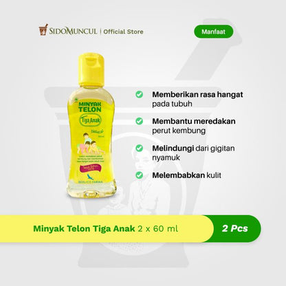 Tiga Anak Telon Oil 60 mL Warms Babies’ Bloated Tummies (2 bottles)