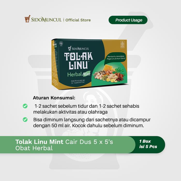 Tolak Linu Mint Cair Dus 5x5's Obat Herbal - Pegal Linu Nyeri Sendi