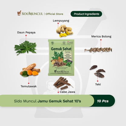 Sido Muncul Jamu Gemuk Sehat 10's - Herbal Memperbaiki Nafsu Makan