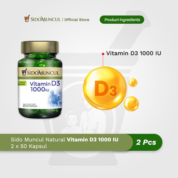 Sido Muncul Vitamin D3 1000 IU Kesehatan Tulang Kalsium Auto Imun 2x