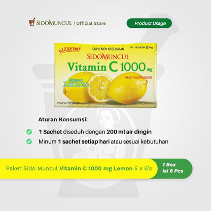 Sido Muncul Vitamin C 1000 mg Lemon Pack (5 Packs)