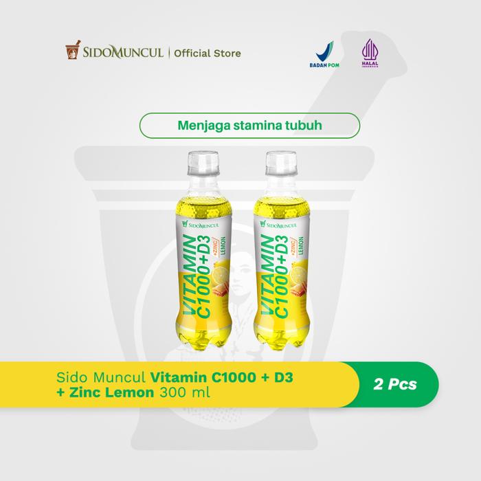 Sido Muncul Vitamin C1000 + D3 + Zinc Lemon 2 × 300 ml Immune Support