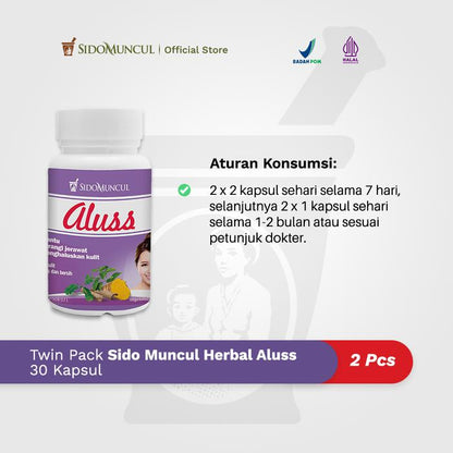 Twin Pack Sido Muncul Herbal Aluss, 30 Sachets – Smooth, Clear Skin, No Acne
