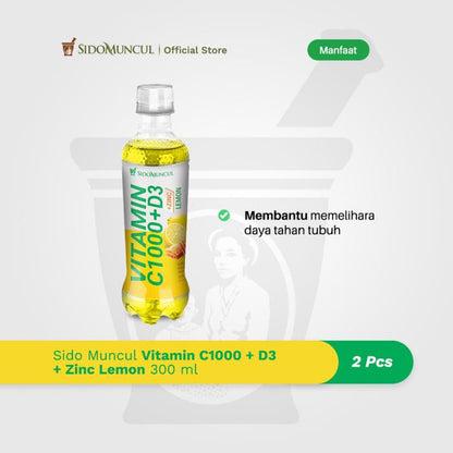 Sido Muncul Vitamin C1000 + D3 + Zinc Lemon 2 × 300 ml Immune Support