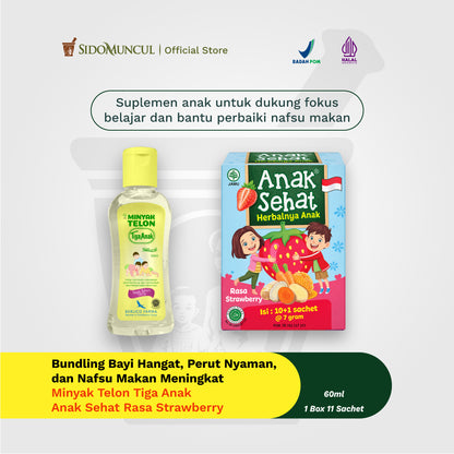 Warm Baby Bundle, Comfortable Tummy, and Increased Appetite - Berlico Three Children Telon Oil 60mL + Healthy Child Strawberry 11's