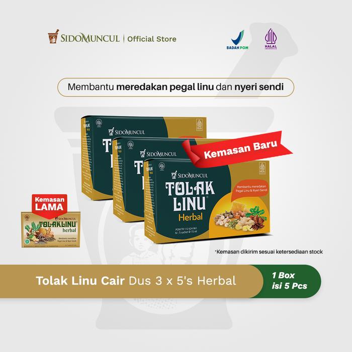Tolak Linu Cair Dus 3x5's Herbal Alami - Pegal Linu Nyeri Sendi