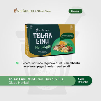 Tolak Linu Mint Cair Dus 5x5's Obat Herbal - Pegal Linu Nyeri Sendi