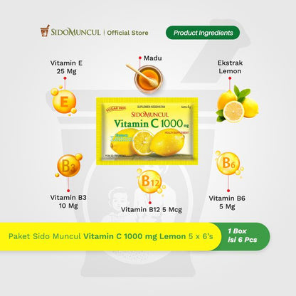 Sido Muncul Vitamin C 1000 mg Lemon Pack (5 Packs)