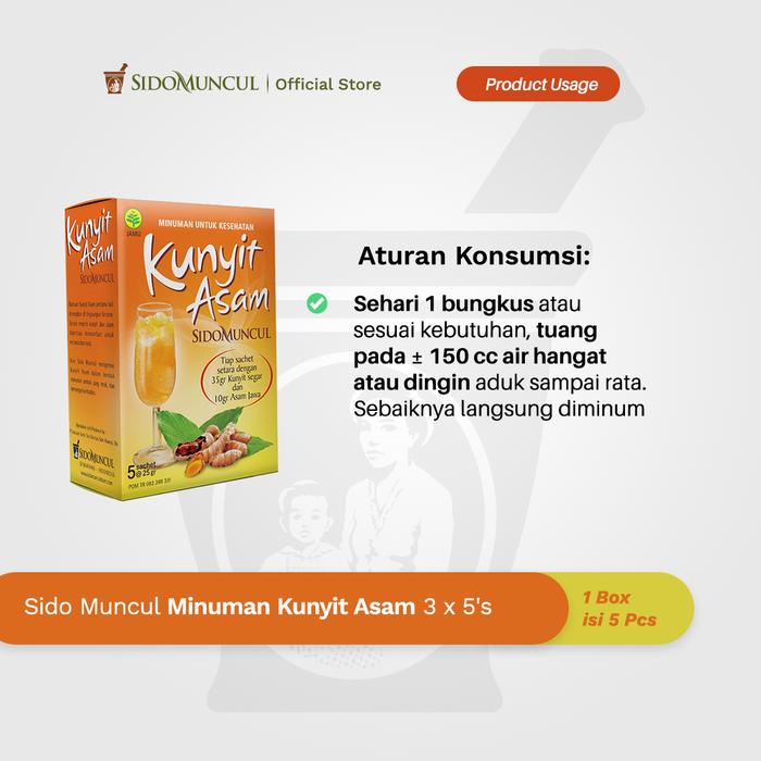 Sido Muncul Turmeric and Tamarind Drink, 3 x 5 sachets – Helps Promote Menstrual Flow