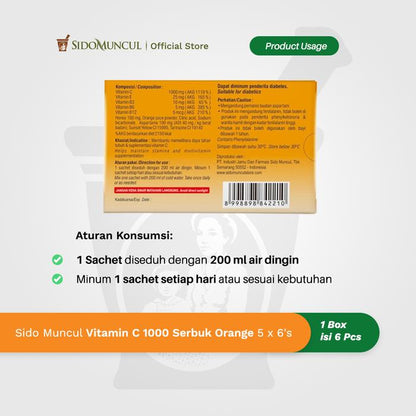 Sido Muncul Vitamin C 1000 mg Sweet Orange Pack (5 Packs)
