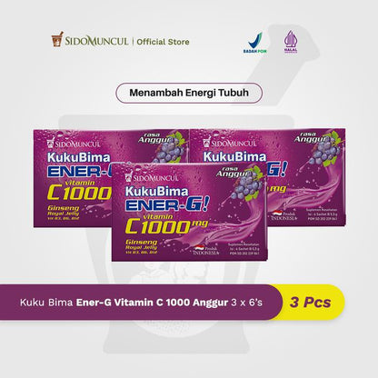 Kuku Bima Ener-G Vit C1000 Grape 3x6's - Vitamin Energy Drink