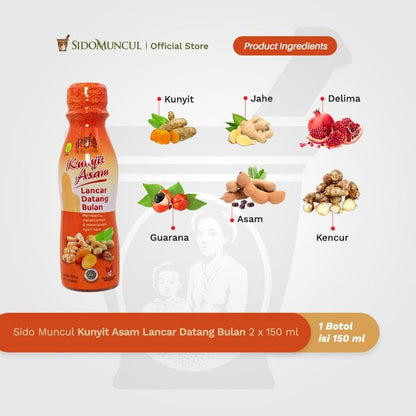 Sido Muncul Kunyit Asam Lancar Datang Bulan Haid Botol 2x150 ml