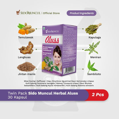 Twin Pack Sido Muncul Herbal Aluss, 30 Sachets – Smooth, Clear Skin, No Acne