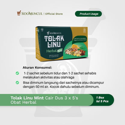 Tolak Linu Mint Cair Dus 3x5's Obat Herbal - Pegal Linu Nyeri Sendi