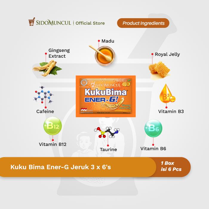 Kuku Bima Ener-G Orange 3x6's - Energy Drink for Stamina Boost