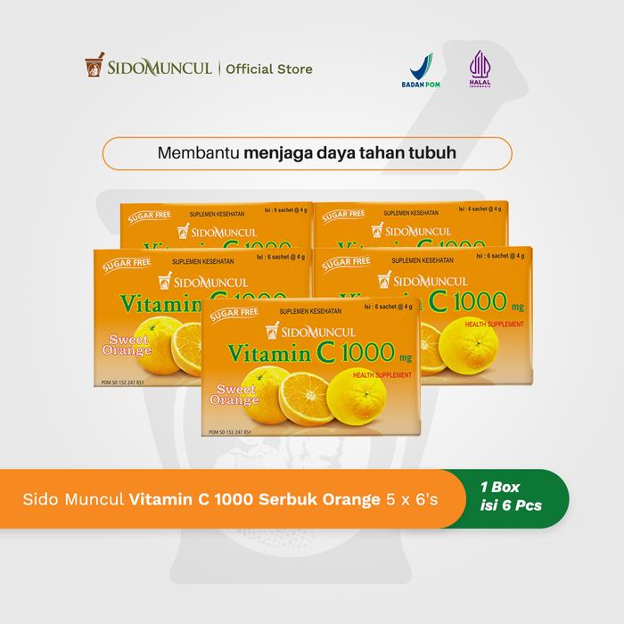 Sido Muncul Vitamin C 1000 mg Sweet Orange Pack (5 Packs)