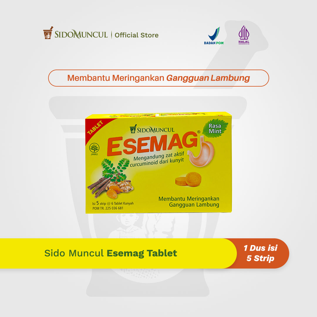 Sido Muncul Esemag Tablet 5 Strip Isi 30 Tablet Kunyah - Sakit Perut Lambung Maag Perih