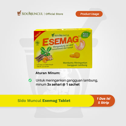 Sido Muncul Esemag Tablet 5 Strip Isi 30 Tablet Kunyah - Sakit Perut Lambung Maag Perih