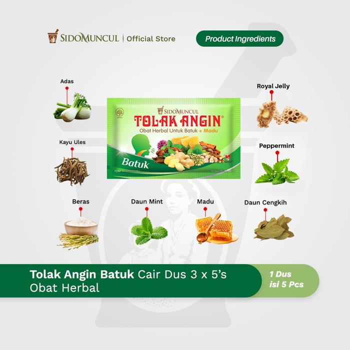 Tolak Angin Batuk Liquid Box 3x5's - Helps Relieve Productive Cough and Soothes the Throat