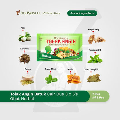 Tolak Angin Batuk Liquid Box 3x5's - Helps Relieve Productive Cough and Soothes the Throat