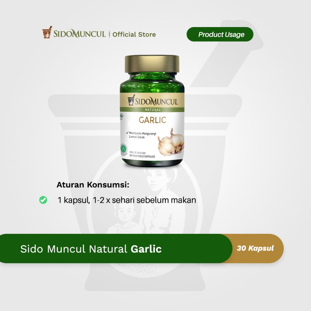 Sido Muncul Herbal Garlic 30 Capsules - Helps Reduce Blood Fats