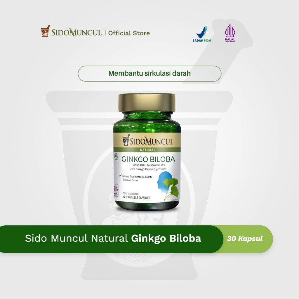 Sido Muncul Herbal Ginkgo Biloba 30 Capsules - Traditionally Used to Help Blood Circulation