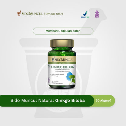Sido Muncul Herbal Ginkgo Biloba 30 Capsules - Traditionally Used to Help Blood Circulation