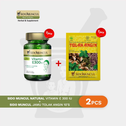 Sido Muncul Natural Vitamin E 300 IU Soft Capsule 50 Capsules + Sido Muncul Jamu Tolak Angin 10's