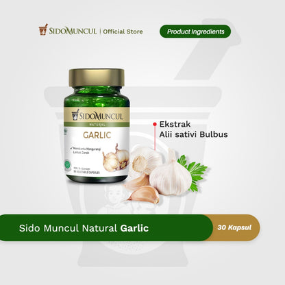Sido Muncul Herbal Garlic 30 Capsules - Helps Reduce Blood Fats