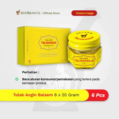 Tolak Angin Balm 6 x 20 g – Relieves Cold Symptoms, Nausea, and Muscle Pain