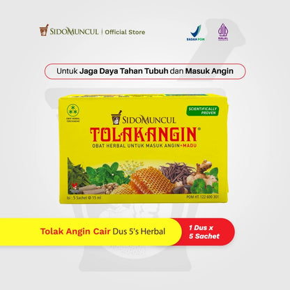 Tolak Angin Cair Dus 5's Herbal - Masuk Angin Mual Flu Demam