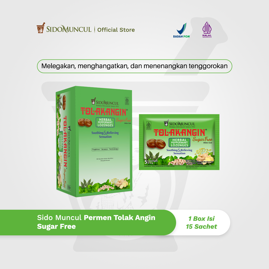 Sido Muncul Permen Tolak Angin Bebas Gula 15's - Tenggorokan Gatal