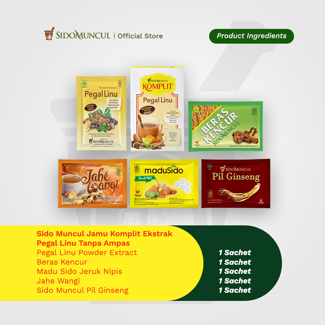 Sido Muncul Jamu Komplit Herbal Extract for Muscle and Joint Pain, Sediment-Free, 10 Boxes - Muscle and Bone Pain