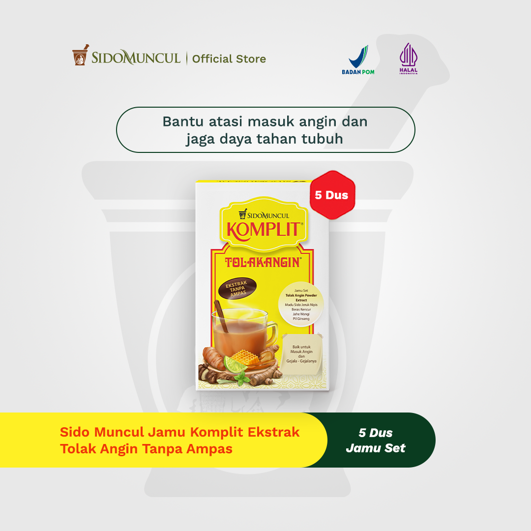 Sido Muncul Jamu Komplit Tolak Angin Extract, Sediment-Free, 5 Boxes - Relieves Common Cold Symptoms