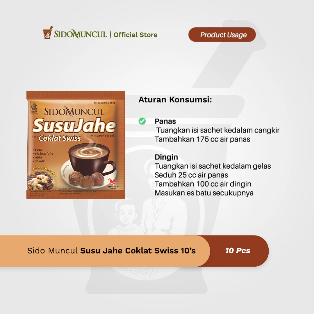 Sido Muncul Minuman Susu Jahe Coklat Swiss 10's - Menghangatkan Tubuh