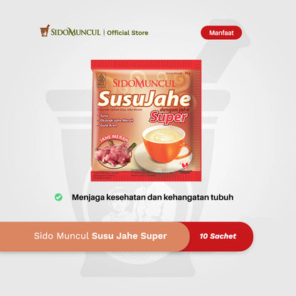 Sido Muncul Super Ginger Milk Drink, 10 Sachets, for Health and Body Warmth