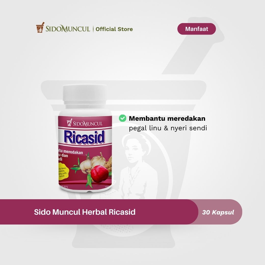 Sido Muncul Ricasid 30 Capsules Herbal - Relieves aches, pains, and joint pain