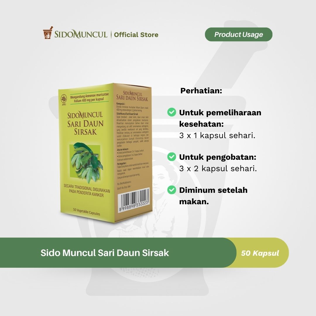 Sido Muncul Sari Daun Sirsak 50's - Helps Maintain Health Conditions for Cancer Patients