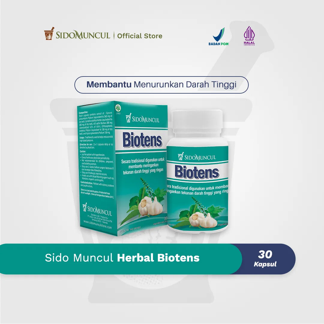 Sido Muncul Herbal Biotens 30 Capsules - Lowers High Blood Pressure
