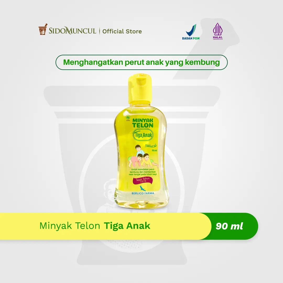 Berlico Minyak Telon Tiga Anak 90mL - Warms Baby's Bloated Tummy
