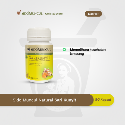 Sido Muncul Herbal Turmeric Extract 50 Capsules - Gastritis and Stomach Acid Relief