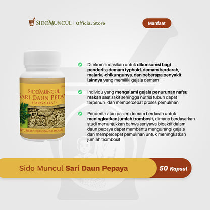 Sido Muncul Natural Sari Daun Pepaya 50 Kapsul - Memperbaiki Nafsu Makan