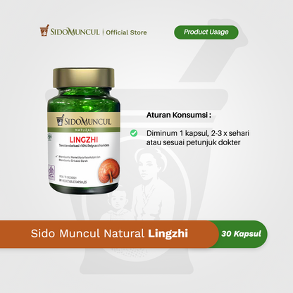 Sido Muncul Herbal Lingzhi 30 Capsules - Helps Maintain Health and Traditionally Helps Blood Circulation