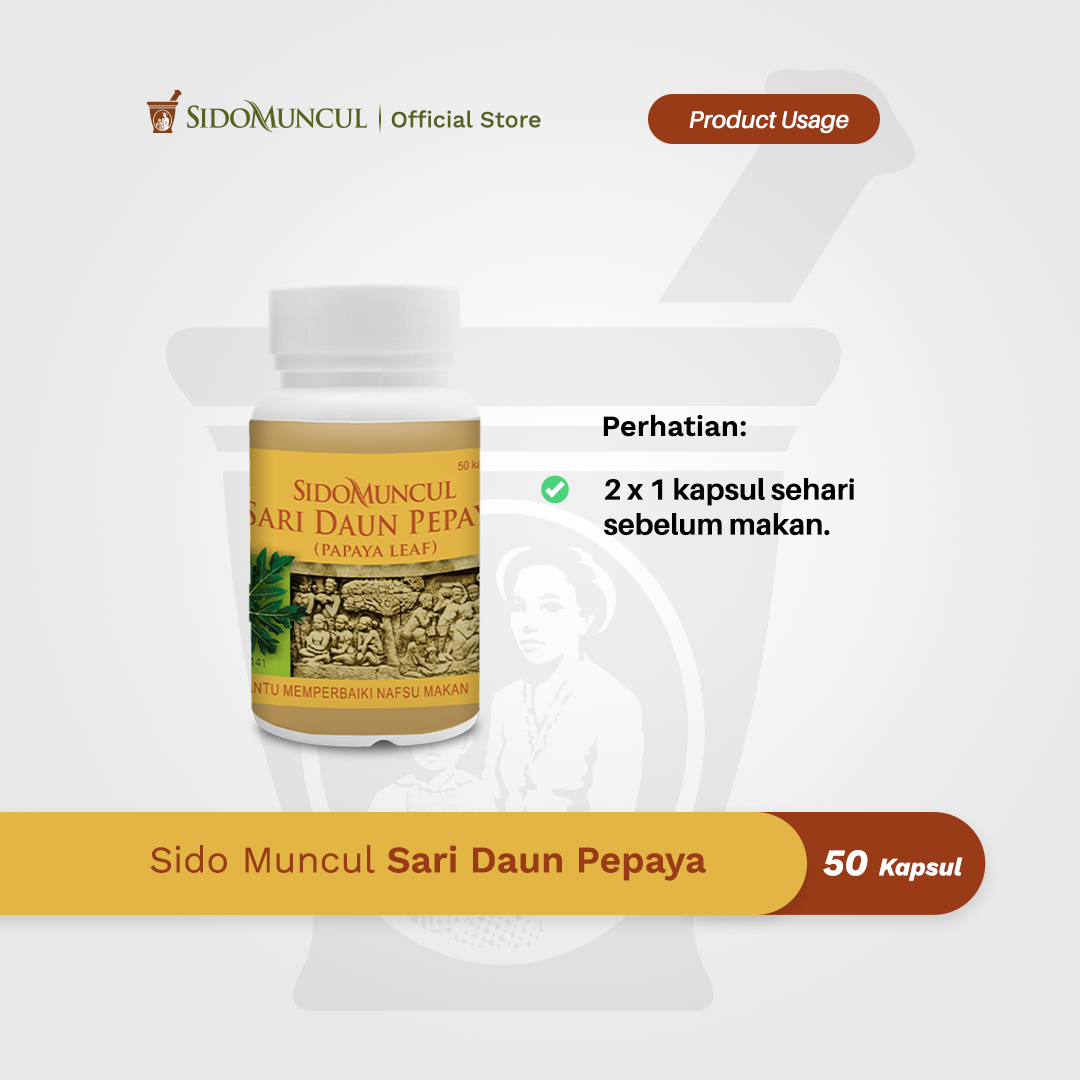 Sido Muncul Natural Sari Daun Pepaya 50 Kapsul - Memperbaiki Nafsu Makan