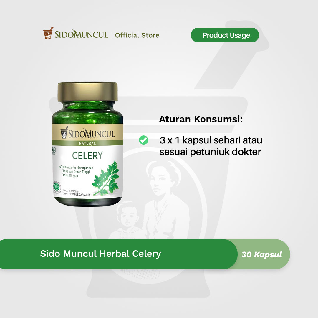 Sido Muncul Herbal Celery 30 Kapsul - Membantu Meringankan Tekanan Darah Tinggi yang Ringan
