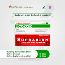 Berlico Mom Starter Bundle - Licokalk (10 Strips) + Suprabion Supplements (10 Strips) - Calcium Supplement for Bones and Teeth & Iron Multivitamin Mineral for Anemia