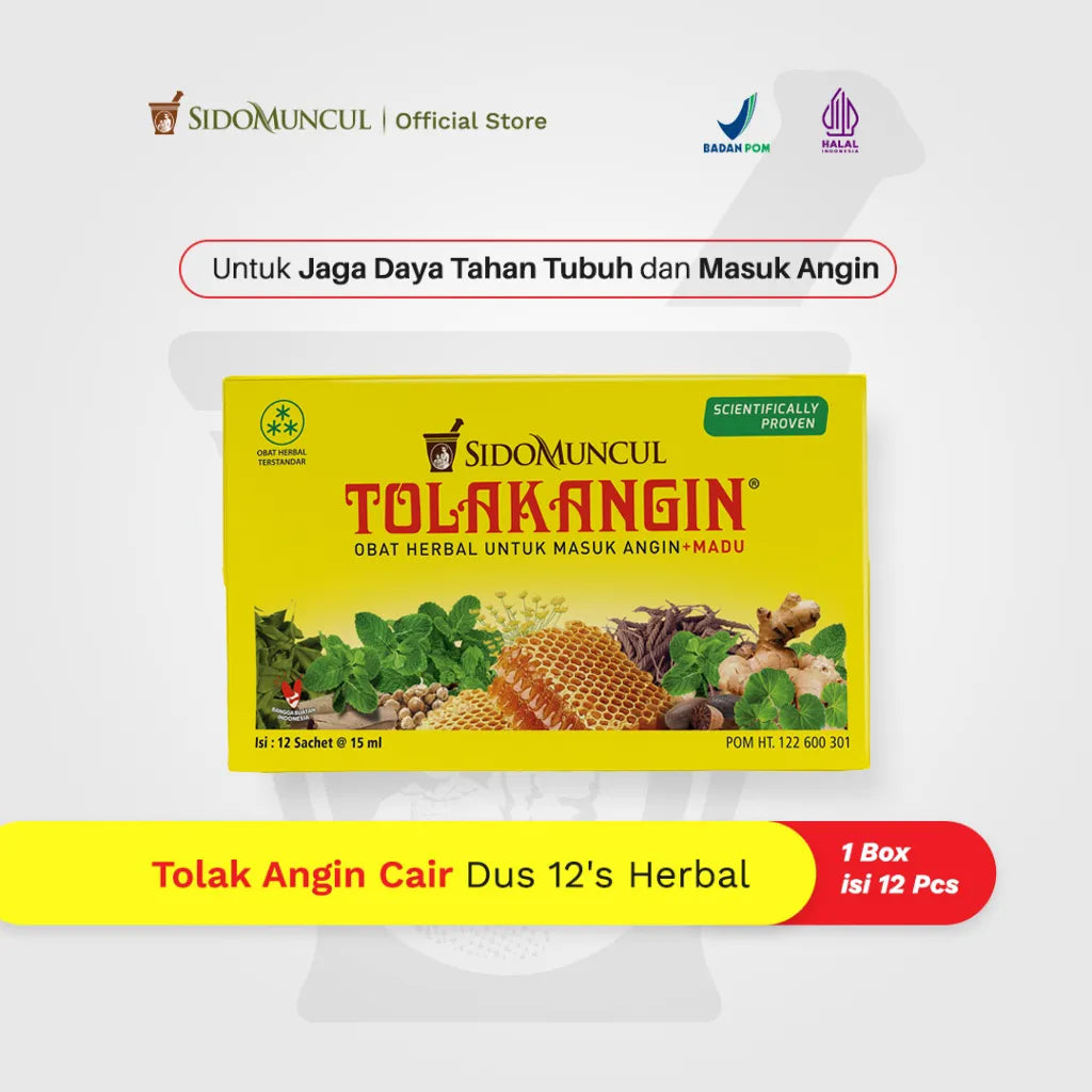 Tolak Angin Liquid 12-Sachet Box - Herbal - Cold and Flu Immune Support