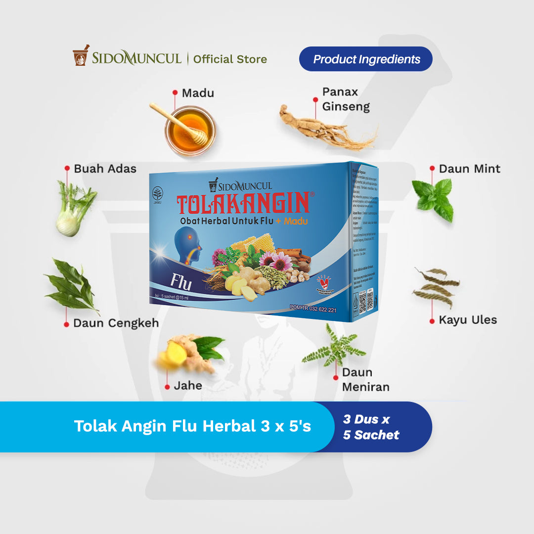 Tolak Angin Flu Cair Dus 3x5's Herbal - Flu Batuk Demam Pusing