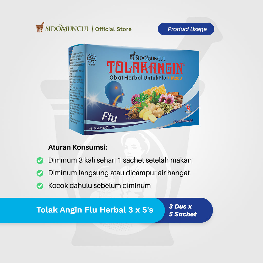 Tolak Angin Flu Cair Dus 3x5's Herbal - Flu Batuk Demam Pusing